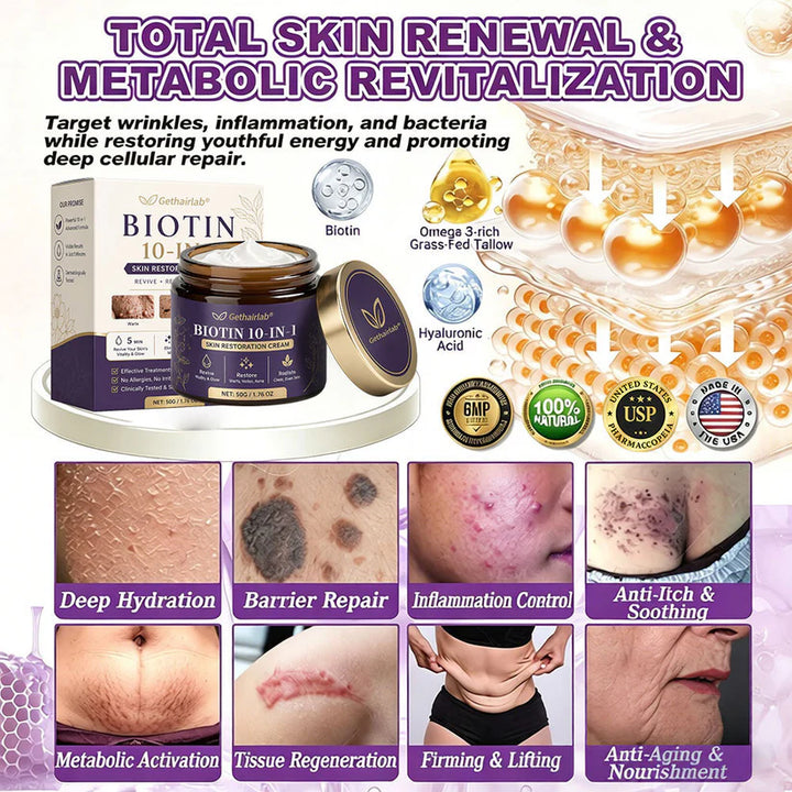 Made and Shipped from USA ✨Gethairlab® Biotin 10-in-1 Skin Restoration Cream 🍀