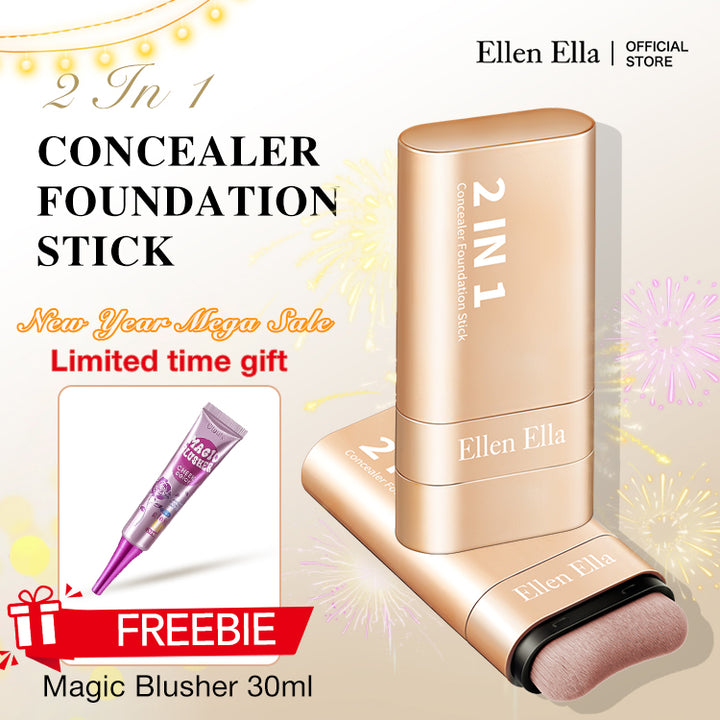 🌲HAPPY 2026🌲 - BUY Ellen Ella Concealer Foundation Stick GET Magic Blusher FREE-High coverage-16 hours waterproof and sweatproof-Hot sale in Korea
