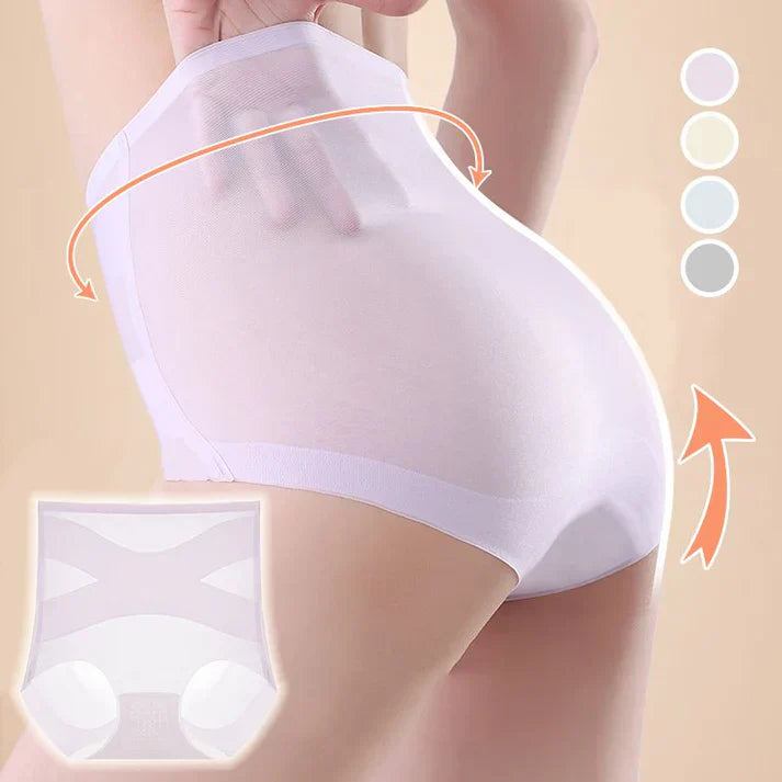 WOMENS HIGH-WAIST BREATHABLE ULTRA-THIN PANTIES WITH TUMMY-CONTROL &amp; HIP-LIFTING