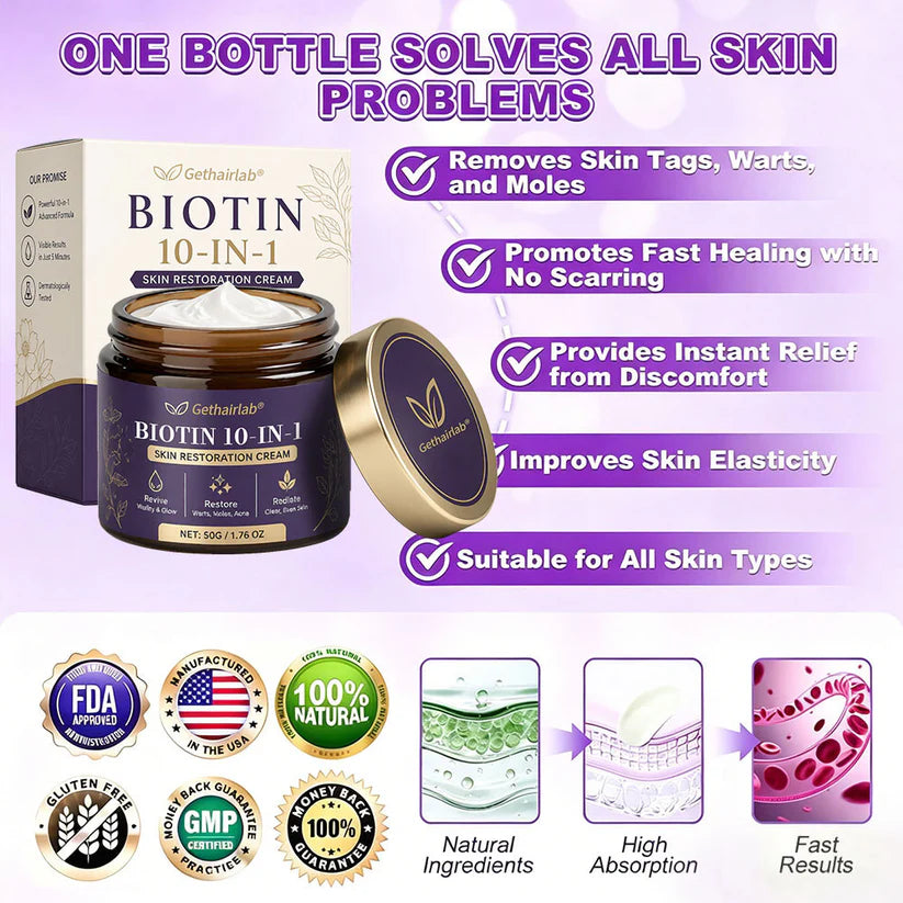 Made and Shipped from USA ✨Gethairlab® Biotin 10-in-1 Skin Restoration Cream 🍀