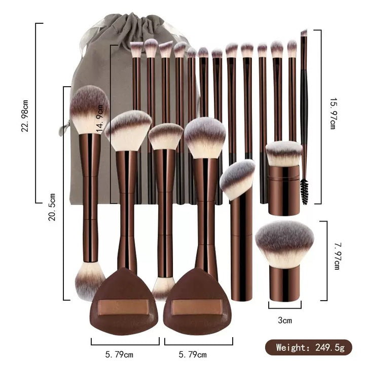 1 set🔥(20-piece coffee-coloured makeup brush set + 2 powder puffs)🔥