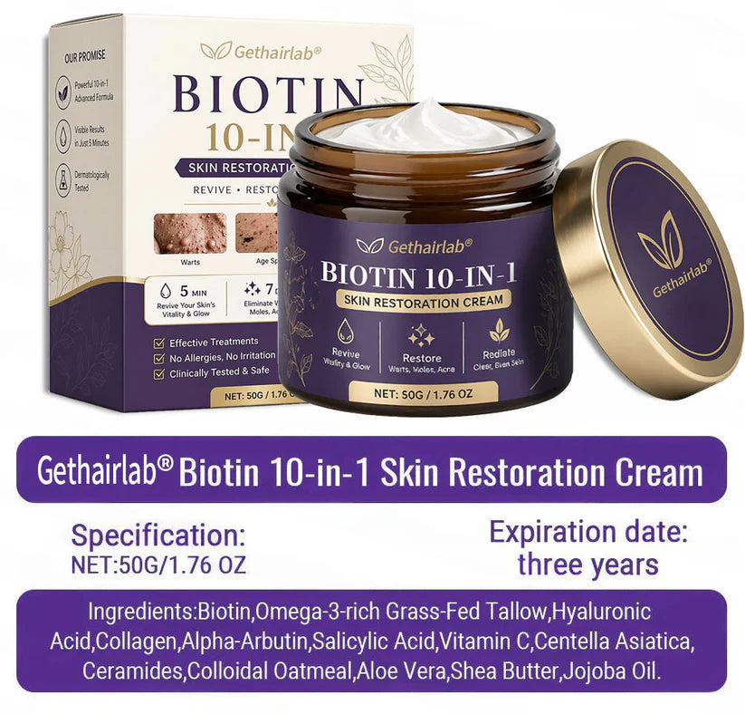 Made and Shipped from USA ✨Gethairlab® Biotin 10-in-1 Skin Restoration Cream 🍀