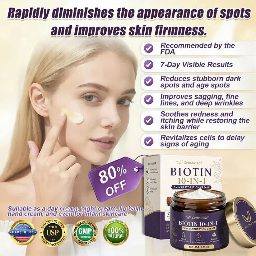 Made and Shipped from USA ✨Gethairlab® Biotin 10-in-1 Skin Restoration Cream 🍀