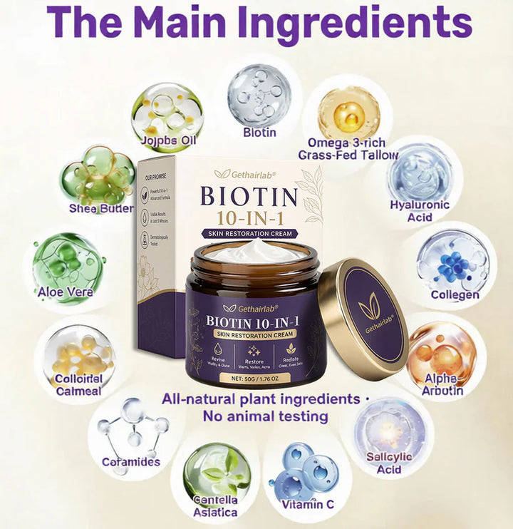 Made and Shipped from USA ✨Gethairlab® Biotin 10-in-1 Skin Restoration Cream 🍀