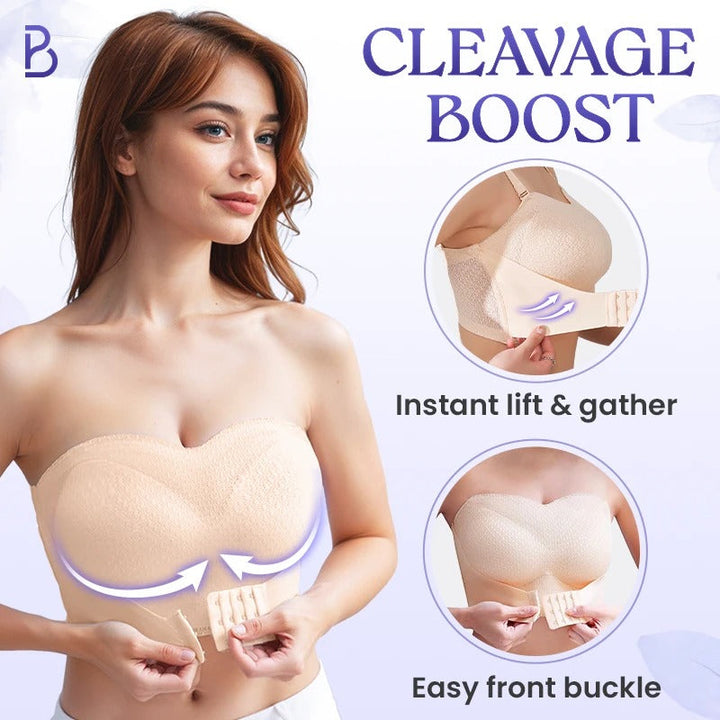 Breathable Non Slip Strapless Front Buckle Push Up Bra