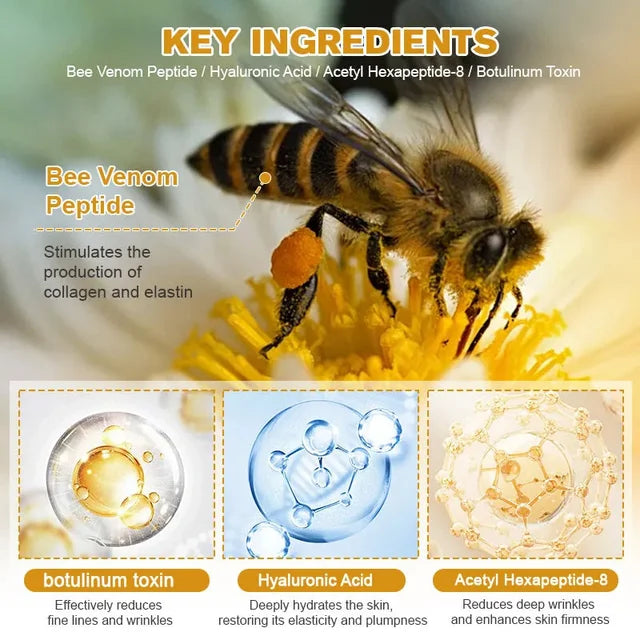 ✨Bee venom facial care ✨Smooth the Look of Wrinkles in 2 minutes — Fast, effective anti-ageing serum — save time and money
