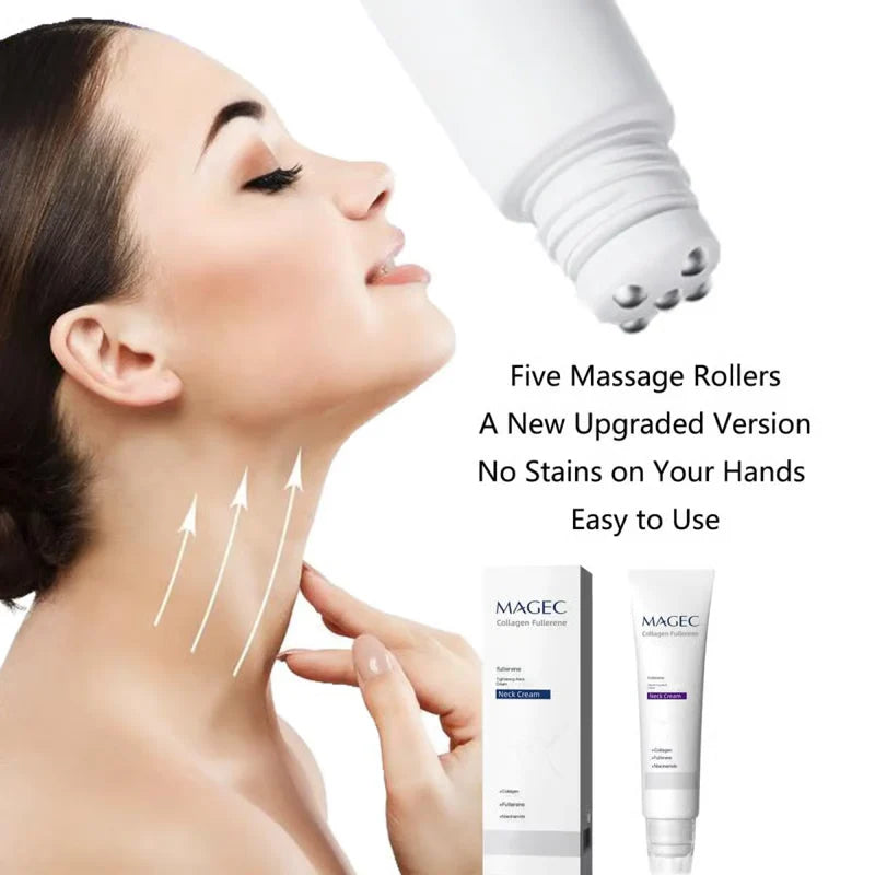 Roller Massage Neck Cream 🧴 Collagen &amp; Hyaluronic Acid | Firms Neck, Reduces Wrinkles &amp; Double Chin