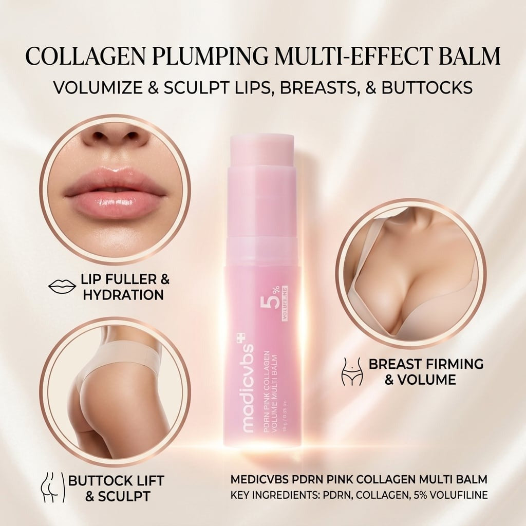 💗 Developed in Korea | Anti-Aging | Moisturizes &amp; Smooths Skin | Plumps Lips, Bust, &amp; Hips | Improves Dark Spots | Firms Skin | Pink Collagen Multi-Effect Plumping Serum Stick