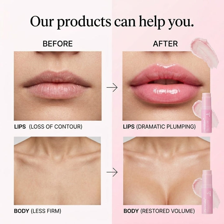 💗 Developed in Korea | Anti-Aging | Moisturizes &amp; Smooths Skin | Plumps Lips, Bust, &amp; Hips | Improves Dark Spots | Firms Skin | Pink Collagen Multi-Effect Plumping Serum Stick