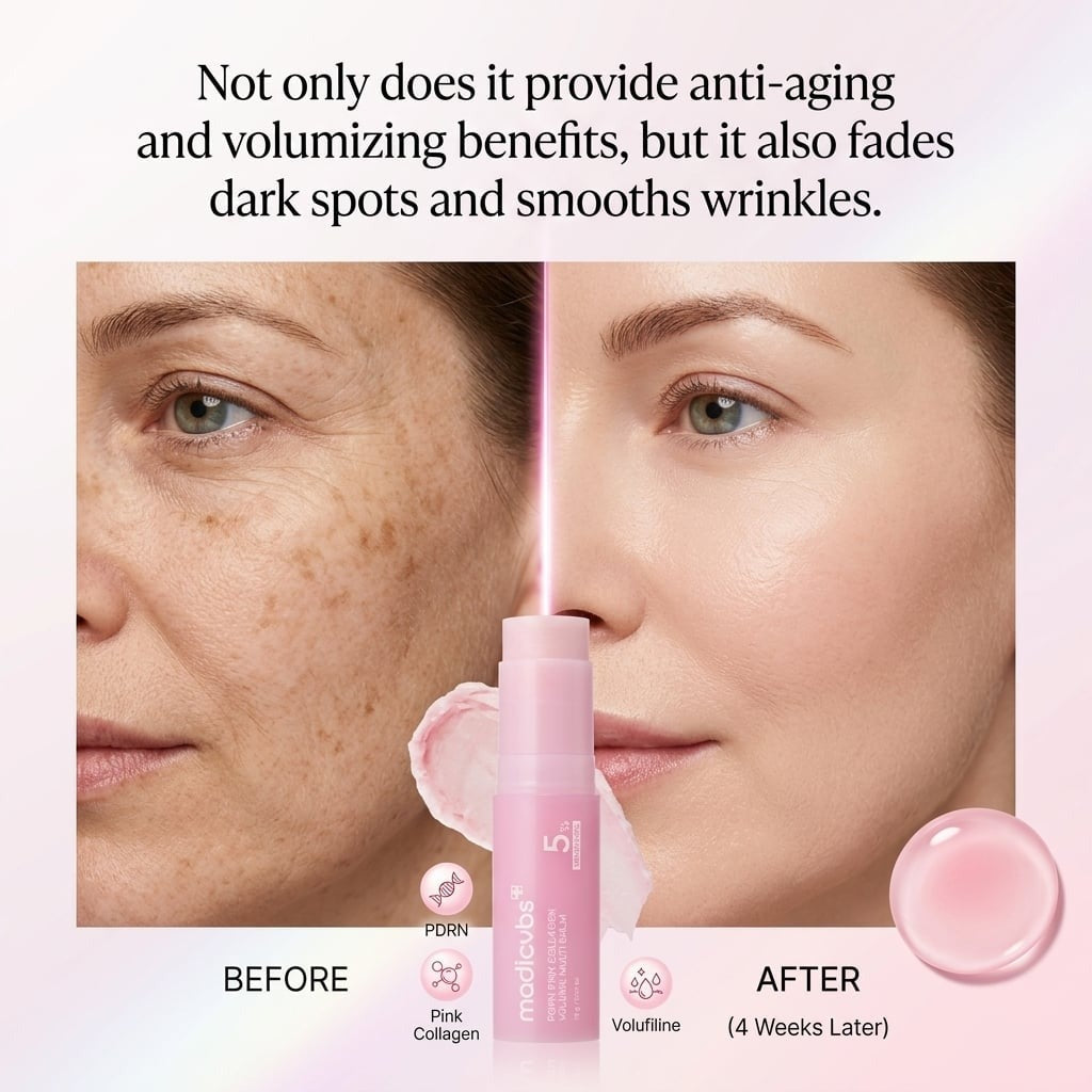 💗 Developed in Korea | Anti-Aging | Moisturizes &amp; Smooths Skin | Plumps Lips, Bust, &amp; Hips | Improves Dark Spots | Firms Skin | Pink Collagen Multi-Effect Plumping Serum Stick